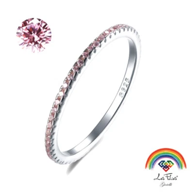 Anello Veretta Girodito Rosa in argento 925 rodiato - Rainbow Collection - Immagine 1 di 4
