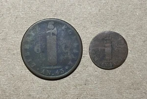 Haiti - 1846 Pair of Copper Coins - Popular - Picture 1 of 2