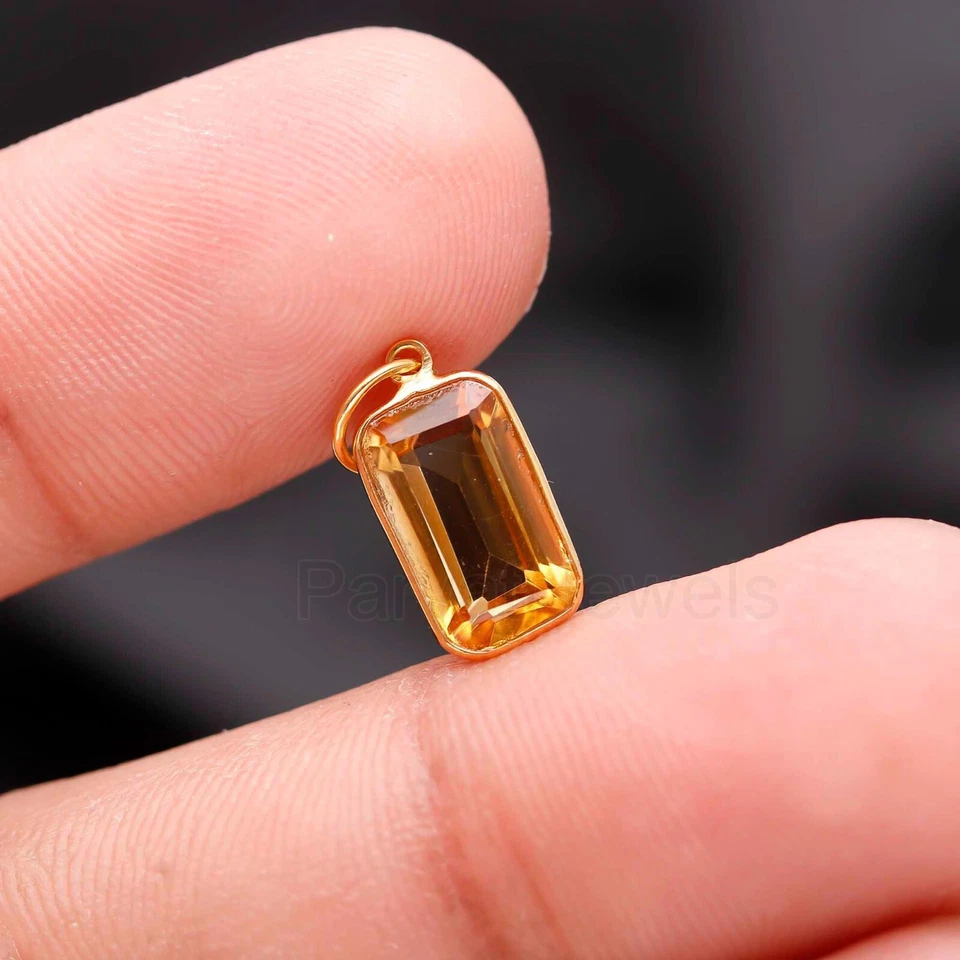 Colgante de piedras preciosas de citrino natural de oro macizo de 18 quilates para regalo de Navidad para mujeres Foto 1 de 4