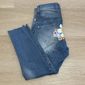 Nena & Pasadena NxP Blue Biker Jogger Distressed Jeans Men's W30" L25” T19 - Picture 1 of 4
