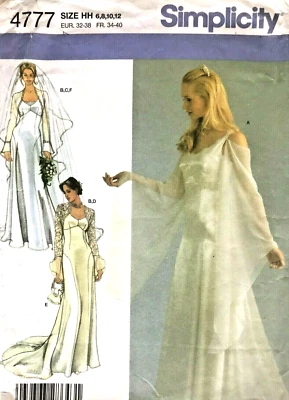 Simplicity Misses' Bridal Gown, Shrug, Bag Pattern 4777 Size 6-12 UNCUT - Image 1 of 3