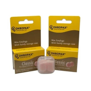 2 Pack of Ohropax Reusable Wax cotton Ear Plugs 24 Plugs Total Clear Carrying - Picture 1 of 3