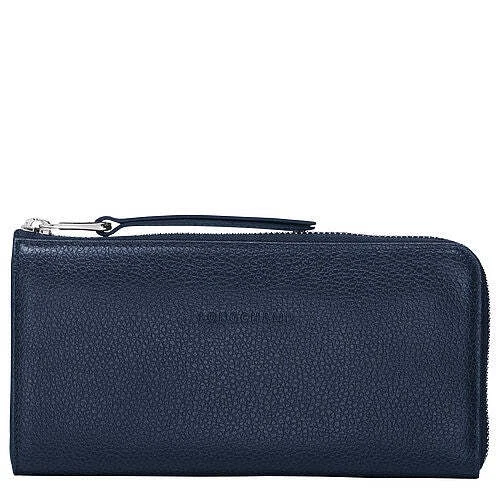 Cartera de cuero Longchamp Le Foulonne cuarto cremallera alrededor ~NUEVA EN CAJA~ CAJA de regalo azul marino Foto 1 de 1