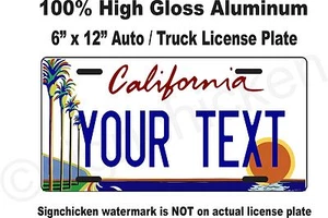 "Placa de licencia estatal personalizada de California cualquier texto/automática - 6"" x 12" - Imagen 1 de 2