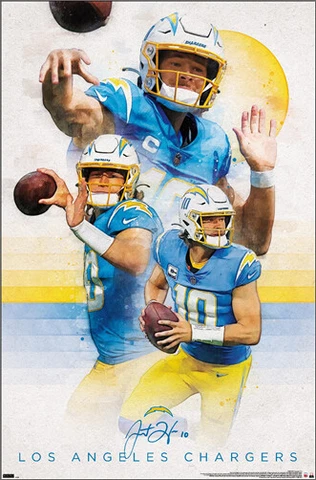 Justin Herbert QB CLASSIC Los Angeles Chargers QB NFL Football 22x34 POSTER Cover