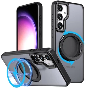 For Samsung Galaxy S24 Ultra S23 Plus FE Magnetic Case with Rotating Ring Stand - Picture 1 of 26