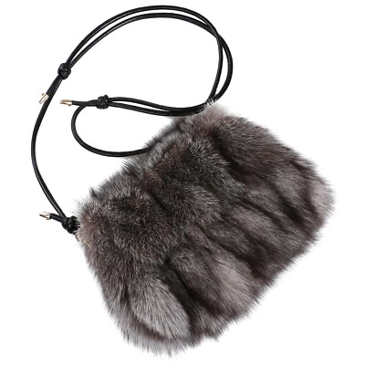 Women's Genuine Fox Fur Tote Purse Bag Shoulder Small Handbag Fashion - Image 1 of 4