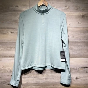 Allbirds Natural Run Mid Layer Tencel Merino Wool 1/4 Zip in Green Hush Size MED - Picture 1 of 8
