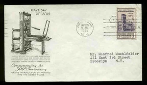 857 PRINTING FDC NEW YORK, NY PLANTY P3 ARTCRAFT CACHET--HARVARD VERISON - Picture 1 of 1