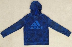 Adidas Hoodie Pullover Blue and Black Youth Size M 10/12 - Picture 1 of 6