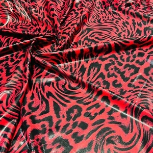 Swimwear Fabric Spandex Stretch Nylon / Leopard Red Animal Print By Yard - Picture 1 of 7
