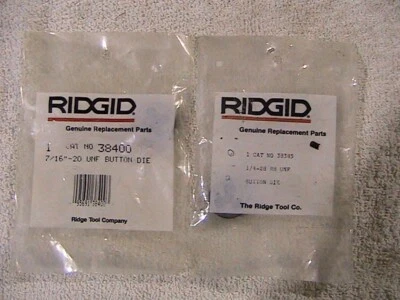 Ridgid 7/16-20 and 1/4-28 Button Dies, 1" Round - Image 1 of 2