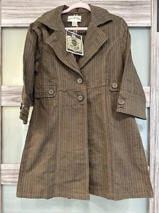 Neu mit Etikett Vintage MRS PEPPER gestreifter Fischgrät-Trenchcoat Small Militär Steampunk - Bild 1 von 10