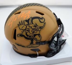 Browns JOE THOMAS Signed Riddell 2023 SALUTE TO SERVICE Mini Helmet AUTO - JSA