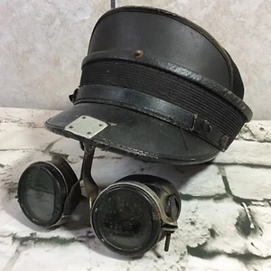 Vintage Handcrafted Hat W/ Welding Goggles Steampunk Dystopian Rare Grunge Moto - Picture 1 of 11
