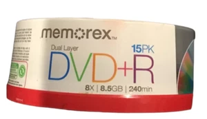 Memorex DVD+R 15pk Spindle Dual Layer 8X 8.5 GB 240 Minutes - New, Sealed - Picture 1 of 1