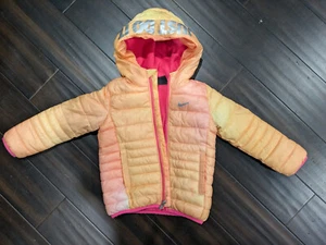 Nike Kids Hyper Pink  Just Do It Printed Hooded Puffer Jacket Size 2T 1-2 Years - Picture 1 of 6
