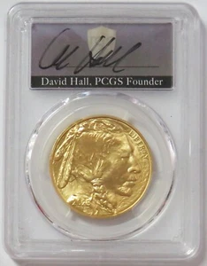 2023 GOLD $50 DAVID HALL SIGNED 1oz AMERICAN BUFFALO PCGS MINT STATE 70 FDOI - Picture 1 of 2