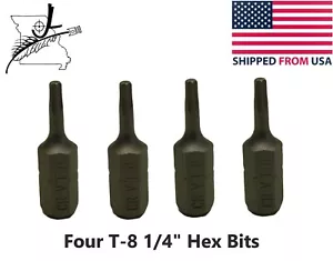 4x T8 Torx Star 25mm Long 1/4" Hex Shank Screwdriver Bits Hardened 1" Replace - Picture 1 of 7