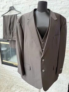 BNWT GIOVENCIO COLLECTION 3 PC SUIT SINGLE BREASTED 2 BUTTON BROWN 52R / 42W-I29 - Picture 1 of 24
