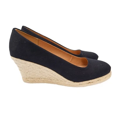 Alpargatas de cuña de lona J Crew Seville para mujer talla 9 negras AL003 Foto 1 de 4