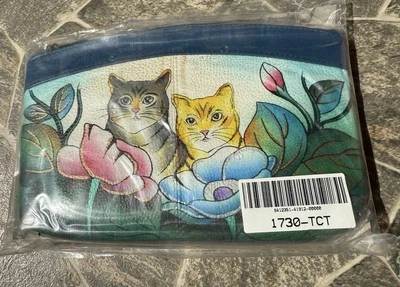Anna by Anuschka Gatos Cuero Pintado a Mano Organizador Muñequera Cartera Foto 1 de 2