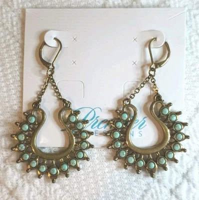 Pendientes colgantes Premier Designs imitación turquesa "Loto" nuevos con etiquetas boho Foto 1 de 4