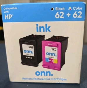 ONN 62 Schwarz + 62 Farbe. HP 62 Tinte Ablaufdatum 04/2026 - Bild 1 von 2