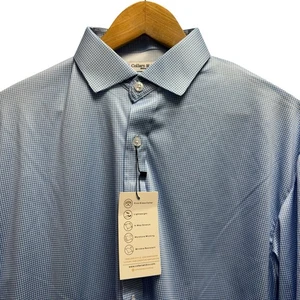 Collars & Co. NEU Herren Medium eleganter Kragen blau Hahnentritt Performance L/S Polo - Bild 1 von 5