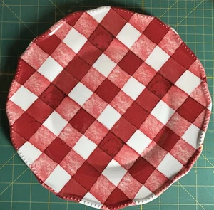 (4) Melamin rot Gingham Americana 10,25" SPEISETELLER Jakobsmuschel Kanten 208 Park - Bild 1 von 7