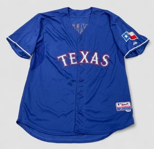 Texas Rangers Josh Hamilton cucita Majestic blu MLB maglia baseball uomo 52 - Foto 1 di 9