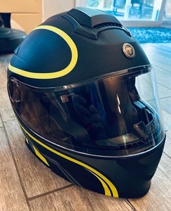 Torc T28B Helmet Bluetooth Yellow Stripes - Flip Up Modular Inner Shield DOT ECE - Picture 1 of 10