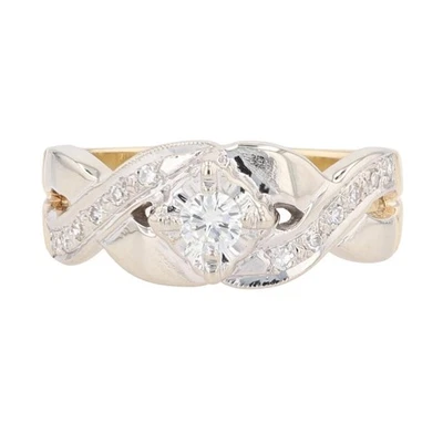 .22ctw Round Cut Diamond Engagement Ring 14k Multi-Tone Gold Size 6.25 - Image 1 of 4