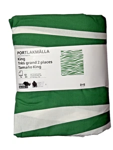IKEA PORTLAKMÅLLA King Bettbezug & Kissenbezug grün/weiß 506.058.13 - NEU - Bild 1 von 4