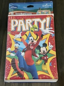 MICKEY MOUSE GOOFY DONALD DUCK CLUBHOUSE 1 PACK 8 PARTY INVITATIONS & ENVELOPES - Picture 1 of 2