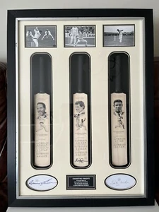 Hand Signed Cricketing Knights Mini Bat Display Hadlee Sobers & Weekes C.O.A - Picture 1 of 22