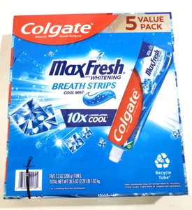 Colgate Max Fresh Toothpaste with Mini Breath Strips, Cool Mint 7.3 oz 5 pk - Picture 1 of 2