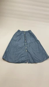 Madewell Skirt Womens 0 Blue Midi Denim Cotton Pockets Flat Front Button Front - Picture 1 of 8