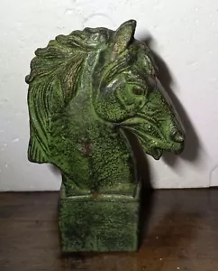 CABEZA DE CABALLO ENGANCHE HIERRO FUNDIDO POSTE JARDÍN - Imagen 1 de 3