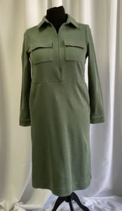 Boden Long Sleeve Pointe Midi Dress UK 14 Green Thick Knit Cotton - no belt - Picture 1 of 19