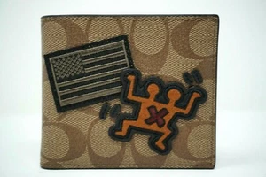 Coach Men’s Keith Haring Signature with Patches Double Billfold Wallet F66591 - Picture 1 of 4