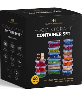 recipientes de armazenamento de alimentos de plástico transparente com tampas - Imagem 1 de 4