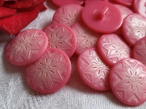 Lot 6 boutons vintage rose à pied motif flocons dégradé 2,2 cm ref 5230 - Picture 1 of 2