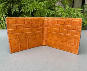 Blue Tan Leather Men's bifold wallet, Double Side Genuine - Picture 1 of 12