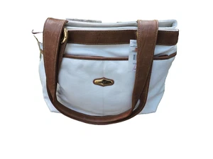 Vintage Capezio Purse Shoulder Tote White & Brown New With Tags - Picture 1 of 12