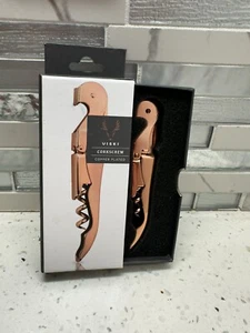 VISKI Copper Double Hinged Corkscrew Wine Bottle Opener Foil Cutter Waiter Cork - Picture 1 of 3