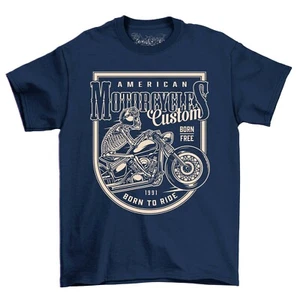 Born To Ride Bone Rider American Motorcycles Custom Herren Spruch T-Shirt - Bild 1 von 6