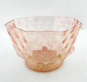 Venezianische Kunst Glas Rosa Gold Beere Schale Handarbeit Italien Salviatti Achteckform - Bild 1 von 9