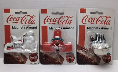 Coca-Cola Fridge Magnets 2000 Lot of 3 New in Package Polar Bear, Clip & On Ice - Image 1 of 4