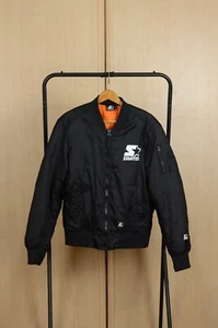 Vintage 90`s Authentic STARTER Black Bomber Jacket Men`s Size M - Picture 1 of 9